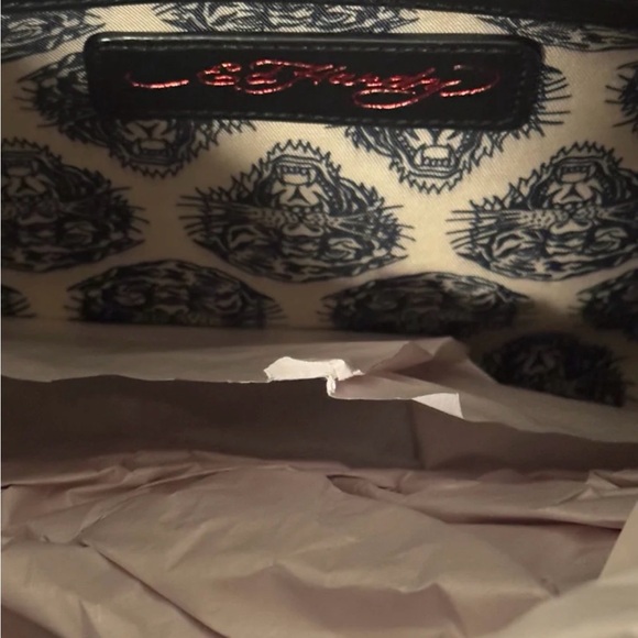 Ed Hardy Skull and Rose Black Pink Tote - Picture 4 of 5
